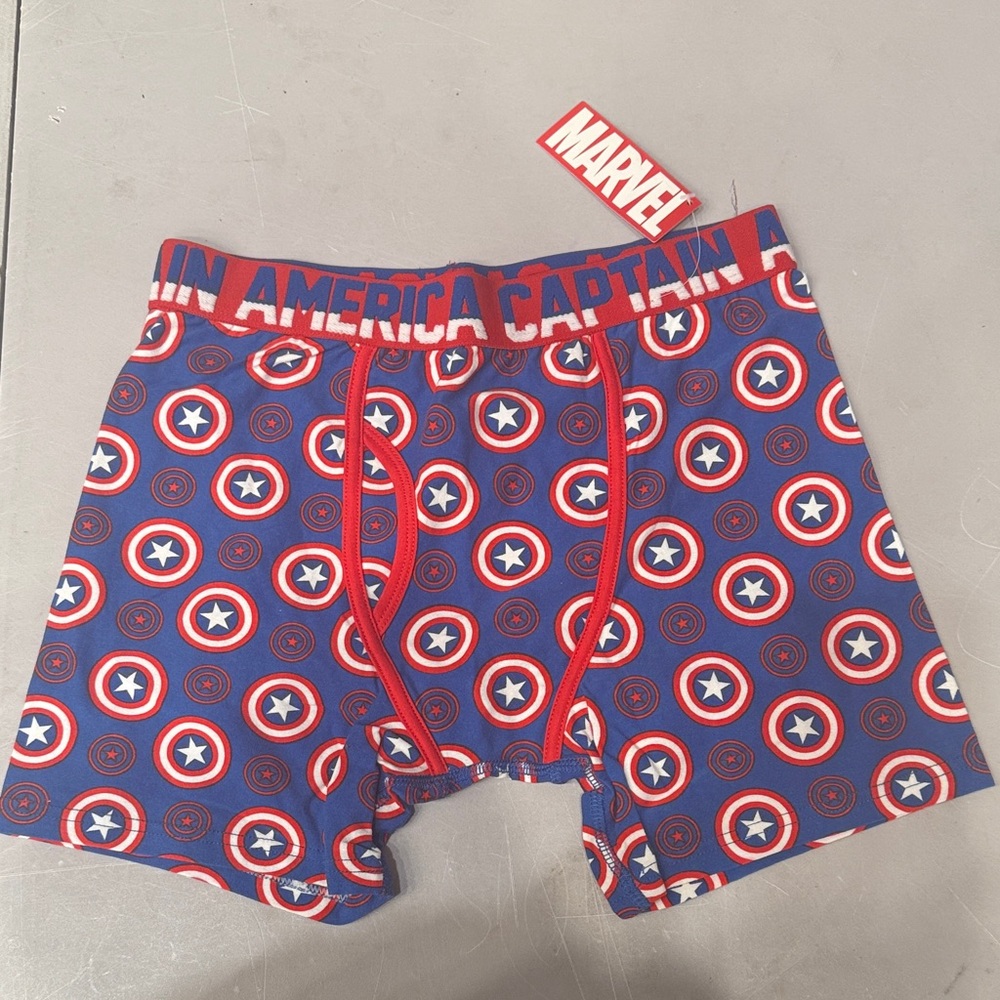 Marvel Captain America Shield Boxer Briefs - Blue, Red & White